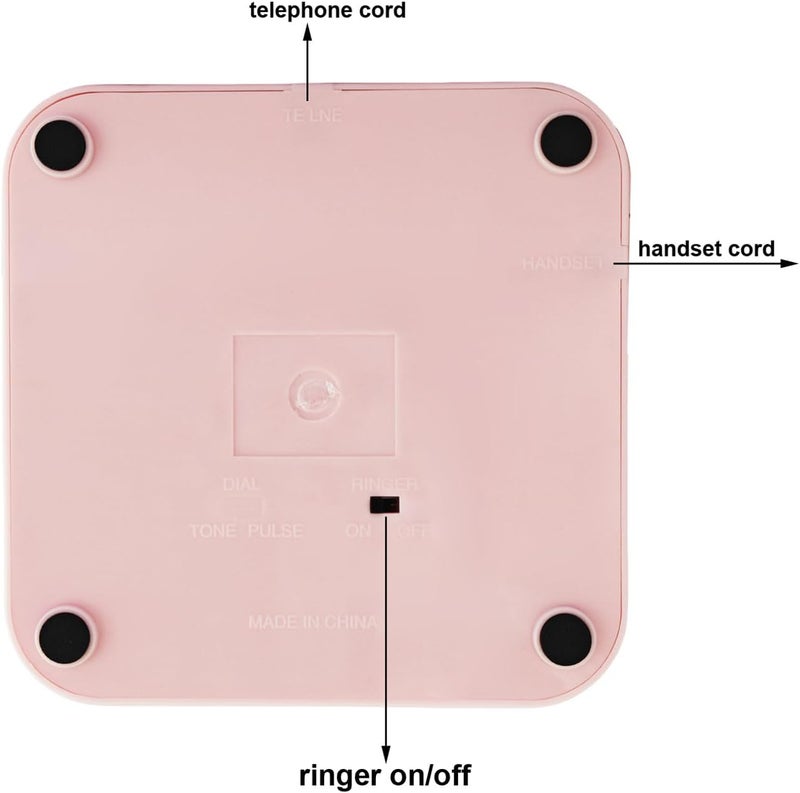 TelPal Corded Pink Retro Landline Home Phone, Basic Pink Decorative Analog Telephone Set, Senior Phone for Home/Office/Hotel - Image 5
